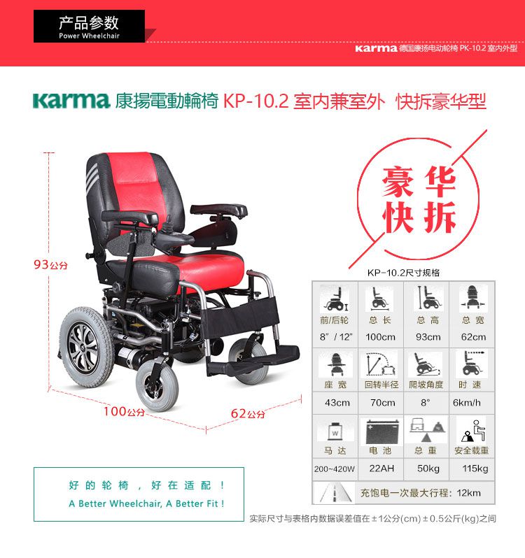 康扬电动<a href=http://www.lunyi8.cn target=_blank class=infotextkey>轮椅</a>KP10.2参数图片